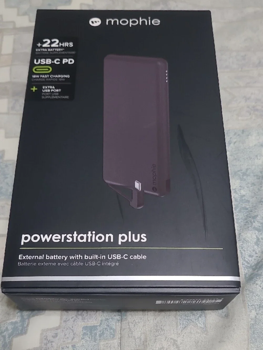 Mophie Powerstation Plus Portable Charger -Black +22HRS USB-C PD+ EXTRA USB PORT